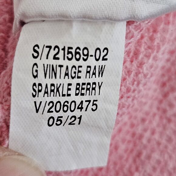 Old Navy Oversize Cropped Hoodie Girls 6-7 Sparkle Strawberry Vintage Raw Hem - Picture 5 of 7
